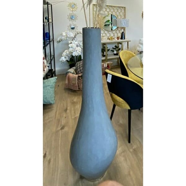 Grande jarre vase forme bouteille d'orangina grise