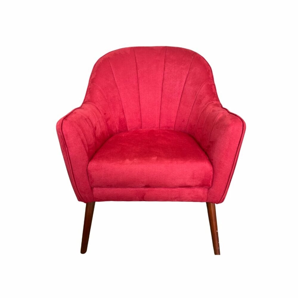 fauteuil en velours framboise style corolle décoration boutique plume magasin de déco rouen le petit quevilly normandie