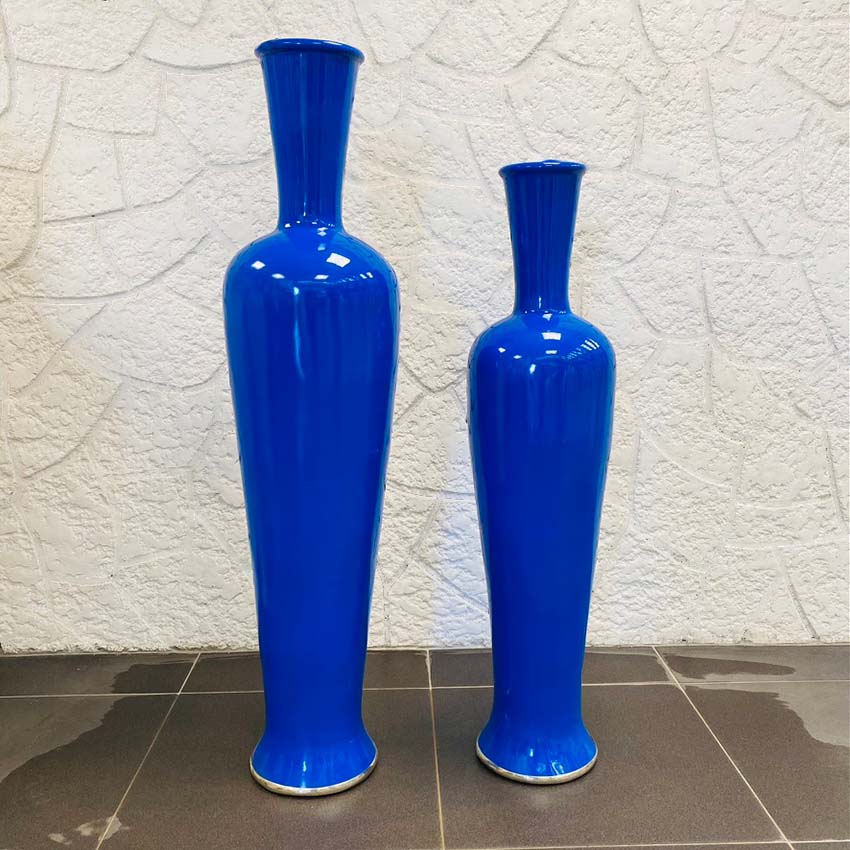 jarre bouteille bleu majorelle brillant en 2 tailles