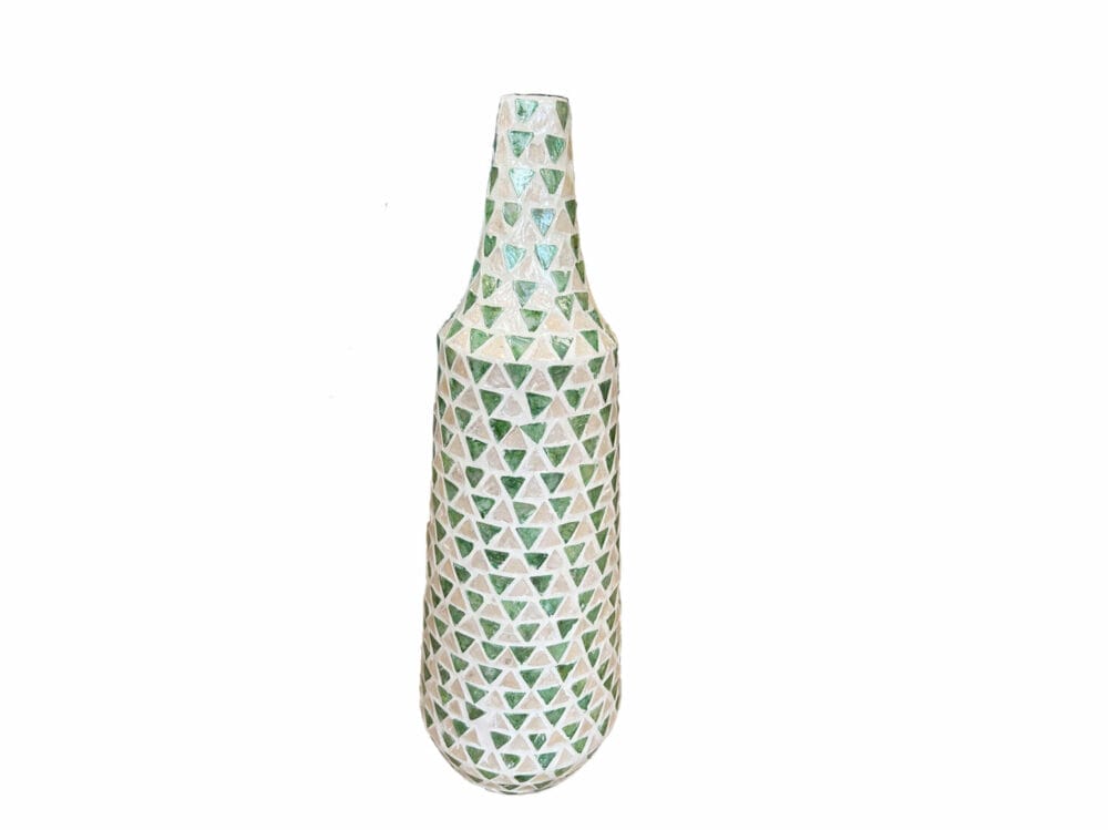 Grand vase goutte mosaïque Nuye vert et blanc boutique plume rouen le petit quevilly décoration