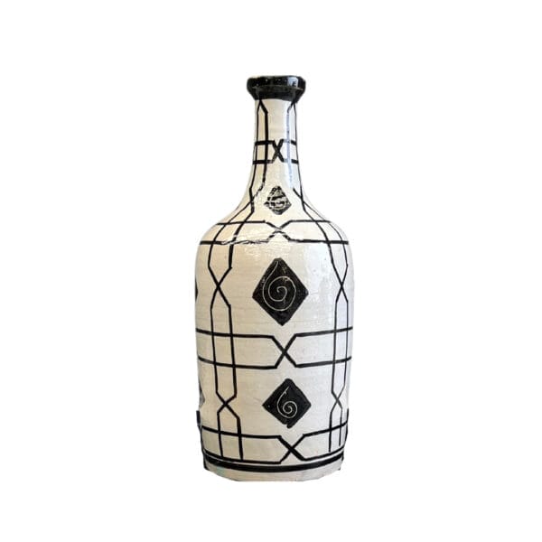 vase noir et blanc décoration marocaine artisanale en terre cuite boutique plume magasin de décoration le petit quevilly rouen normandie