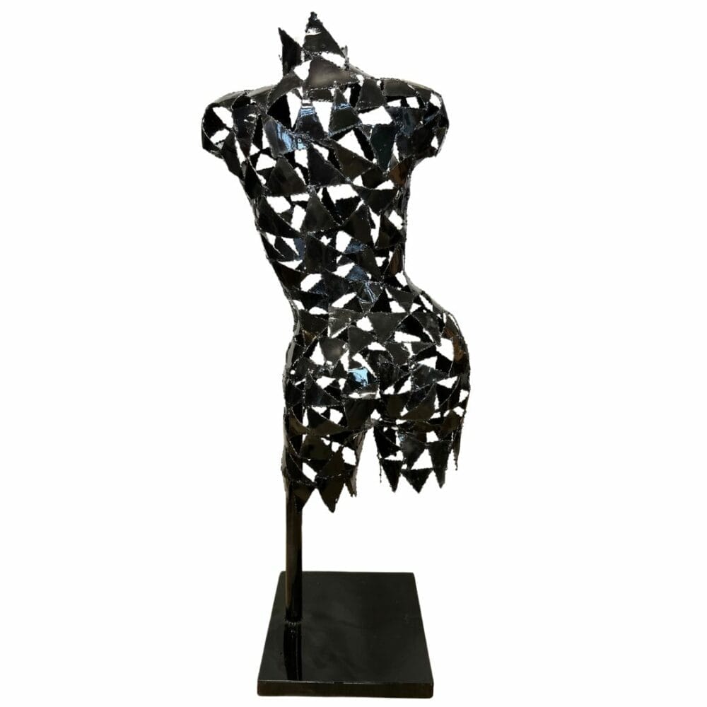 Sculpture buste complet en métal artisanal décoration boutique plume magasin de déco Rouen le petit quevilly normandie