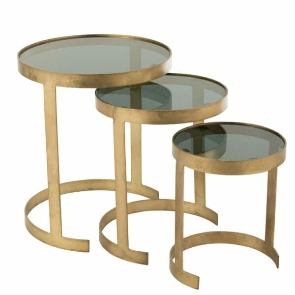 3 tables gigognes en verre métal doré décoration boutique plume magasin de décoration le petit quevilly rouen normandie