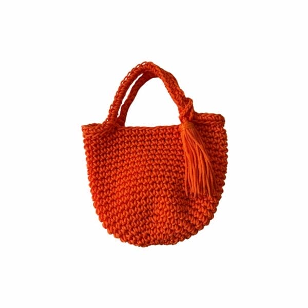 Mini sac tote bag au crochet - orange boutique Plume magasin de déco Rouen le Petit Quevilly Normandie