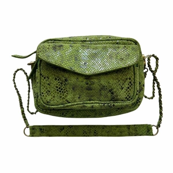 sac en cuir effet python couleur vert olive artisanal boutique Plume magasin de déco Le petit Quevilly Rouen Normandie