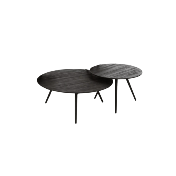 Set 2 tables noires rondes bois décoration boutique Plume magasin de déco Rouen le petit Quevilly Normandie