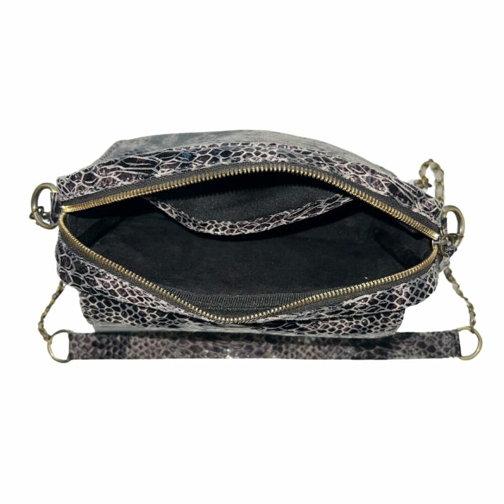 sac en cuir effet python couleur noir artisanal boutique Plume magasin de déco Le petit Quevilly Rouen Normandie