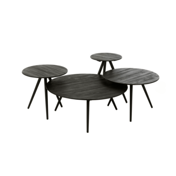 Set 4 tables noires rondes bois décoration boutique Plume magasin de déco Rouen le petit Quevilly Normandie