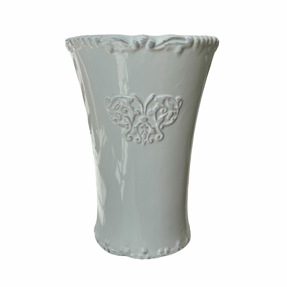 Vase Iris en céramique blanche décoration boutique plume magasin de décoration Rouen le petit quevilly normandie