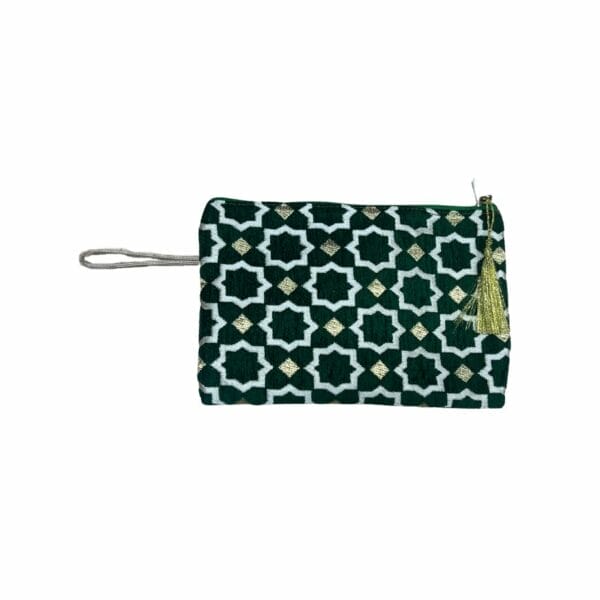 Pochette verte sapin et dorée boutique plume magasin de déco aux docks76 à Rouen Normandie