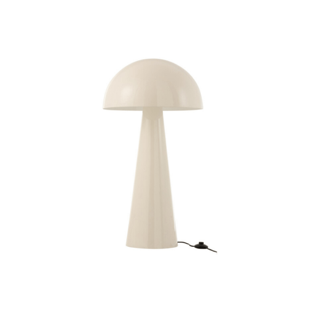 Lampe champignon XXL en métal blanc brillant lampe à poser de la boutique plume magasin de déco rouen le petit quevilly normandie