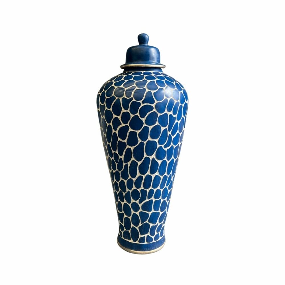 jarre Rosi bleu majorelle - jarre artisanale en céramique décoration de la boutique Plume magasin de déco rouen le petit quevilly normandie