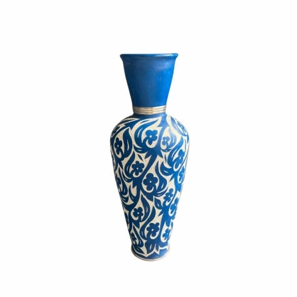 Jarre florale bleu majorelle artisanale en céramique une décoration de la boutique plume magasin de déco aux docks76 rouen normandie