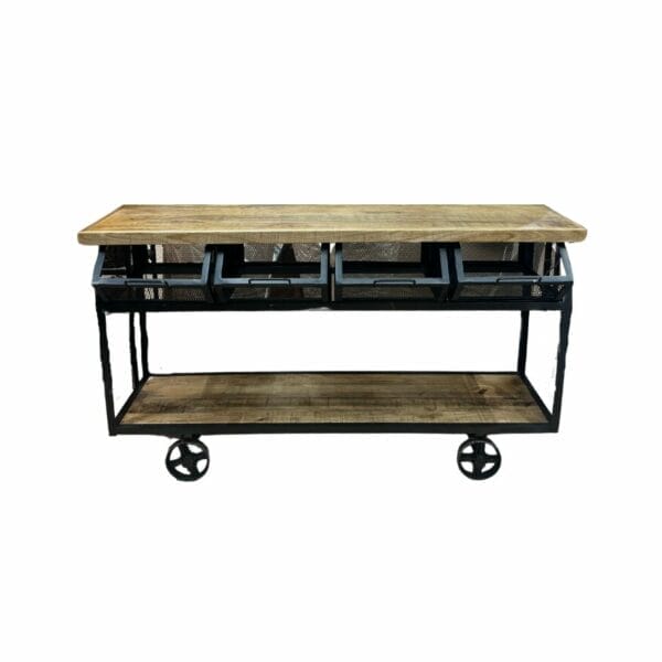 console industrielle bois et noir avec 4 tiroirs meuble décoration de la boutique plume magasin de deco rouen aux docks76 normandie