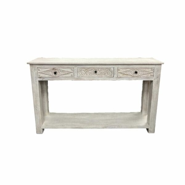 console en bois blanche à 3 tiroirs meuble décoration de la boutique plume magasin de deco à rouen aux docks76 normandie