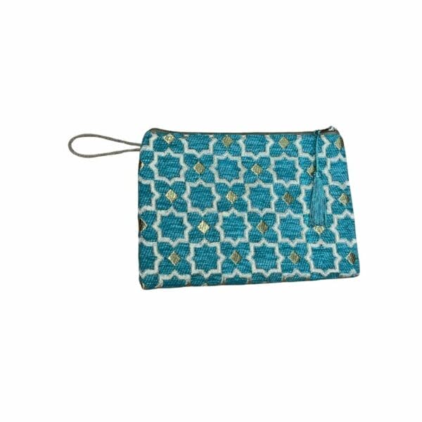 Pochette bleu turquoise et dorée boutique plume magasin de déco aux docks76 à Rouen Normandie
