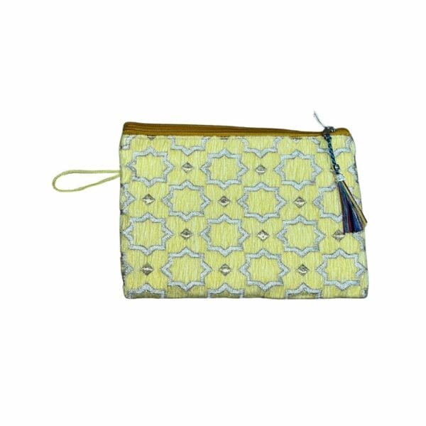Pochette jaune pastel et dorée boutique plume magasin de déco aux docks76 à Rouen Normandie