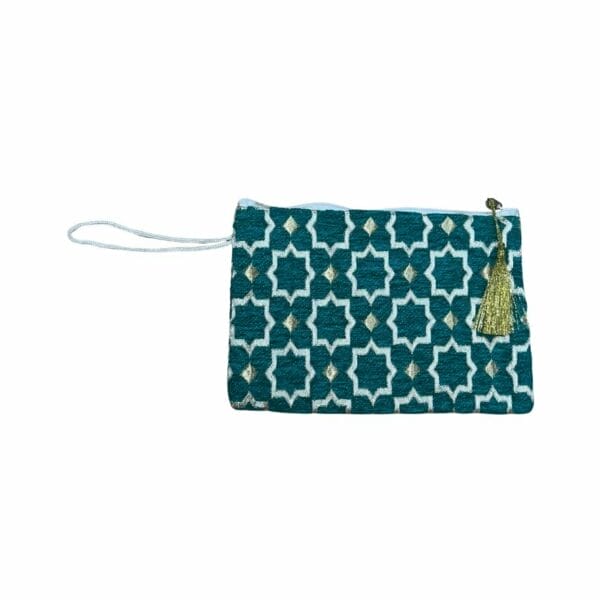 Pochette turquoise et dorée boutique plume magasin de déco aux docks76 à Rouen Normandie