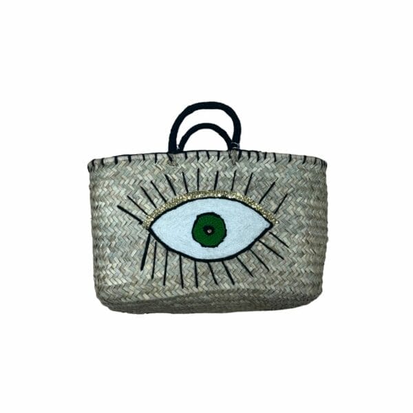 Sac paille oeil . Sac de la boutique plume maagsin de déco aux docks76 à Rouen normandie