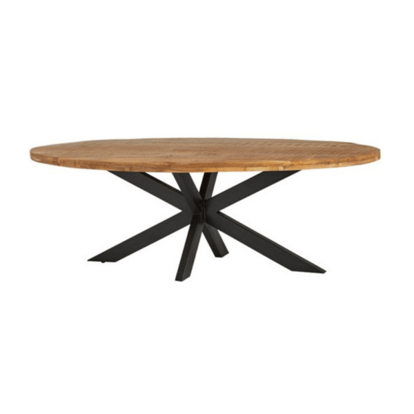 Table ovale en manguier avec pied mikado en métal noir meuble décoration de la boutqiue Plume magasin de déco aux docks76 à Rouen normandie